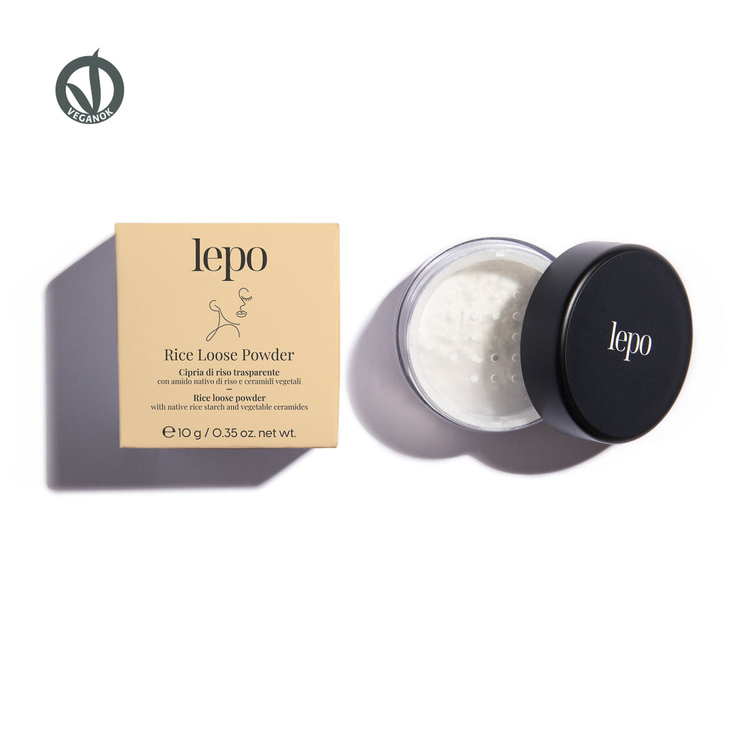 RICE LOOSE POWDER Cipria di riso trasparente con amido nativo di riso e ceramidi vegetali