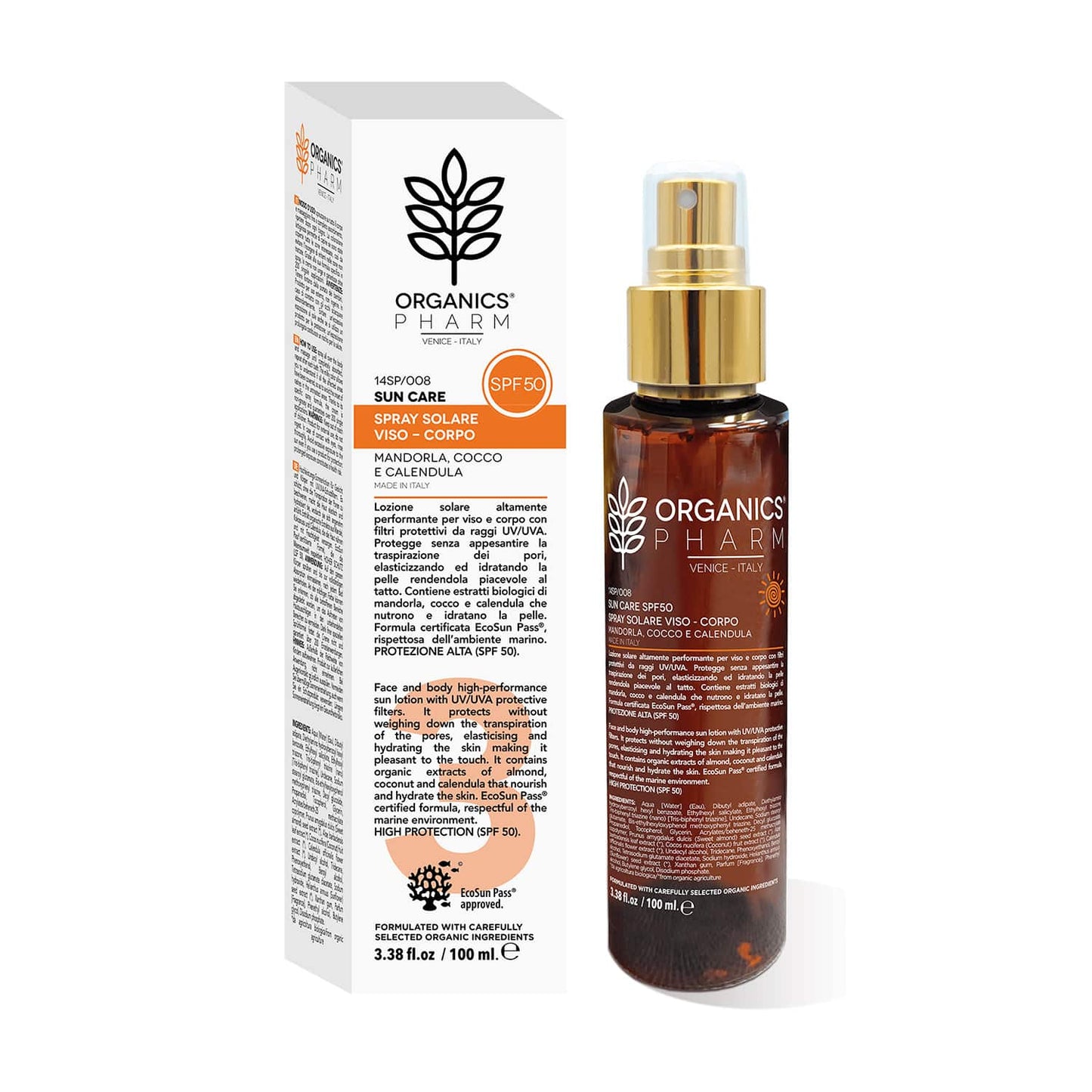Spray Solare Viso – Corpo SPF50 100ml - Organics Pharm