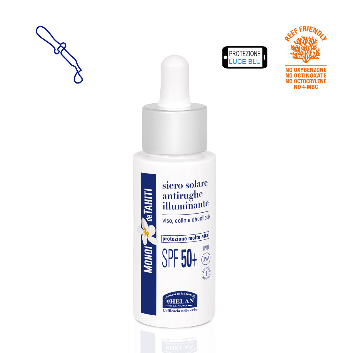 Siero Solare Antirughe Illuminante spf 50+ - MONOÏ de TAHITI - HELAN