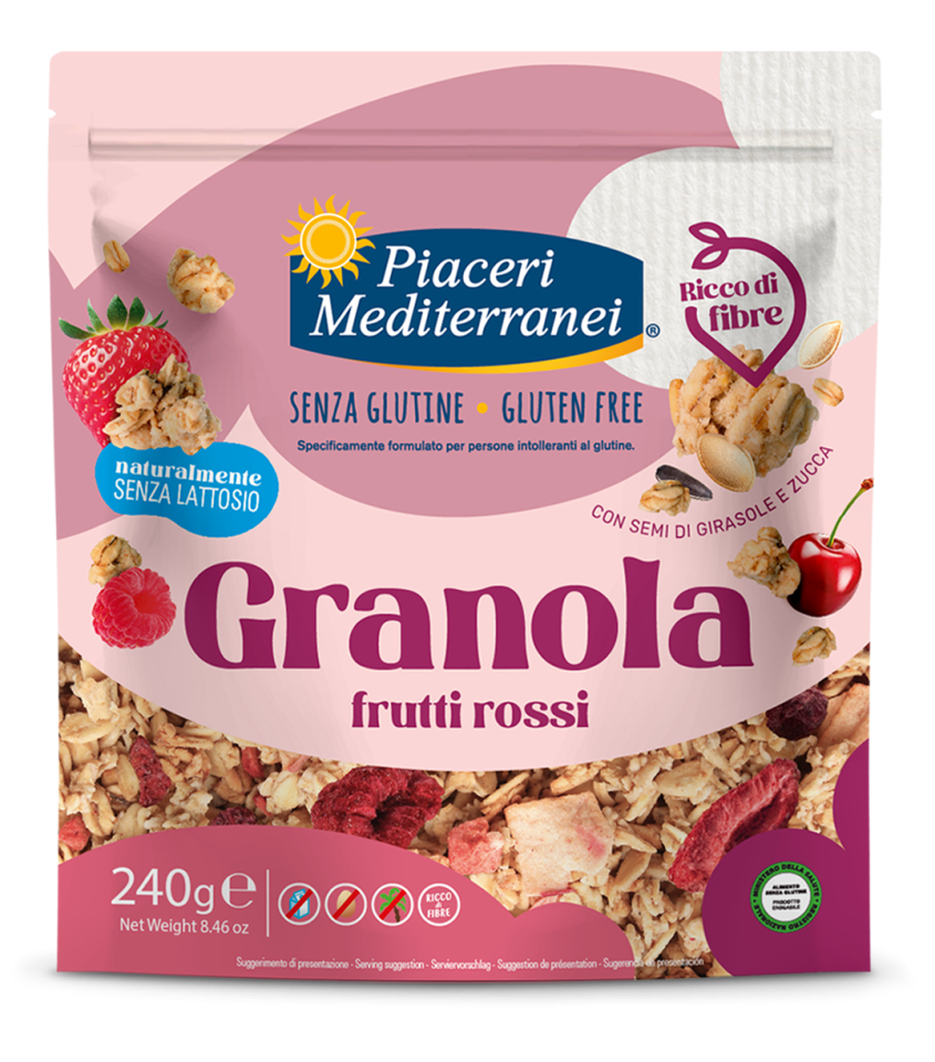 PIACERI MEDITERRANEI - GRANOLA FRUTTI ROSSI 240G