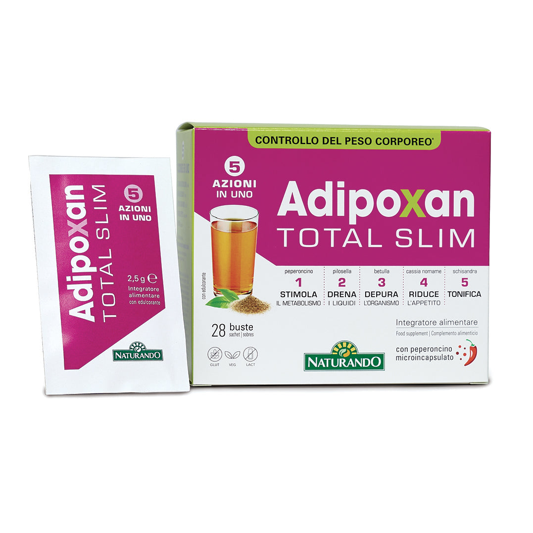 Trattamento Total Adipoxan Total Slim: 5 azioni in uno per il controllo del peso - 28 bustine