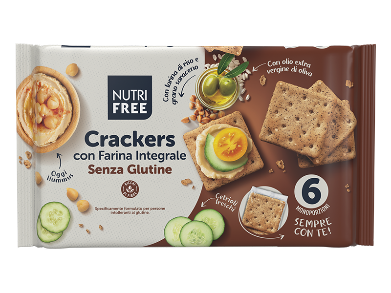 NUTRIFREE - CRACKERS INTEGRALI Senza Glutine 200 gr (33 gr x 6)