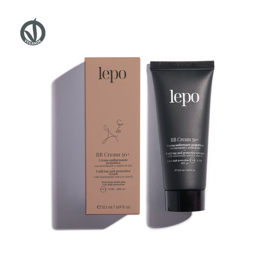 BB CREAM 50+ Crema uniformante protettiva – Protezione molto alta UVA / UVB – SPF 50+ con niacinamide e amido di riso