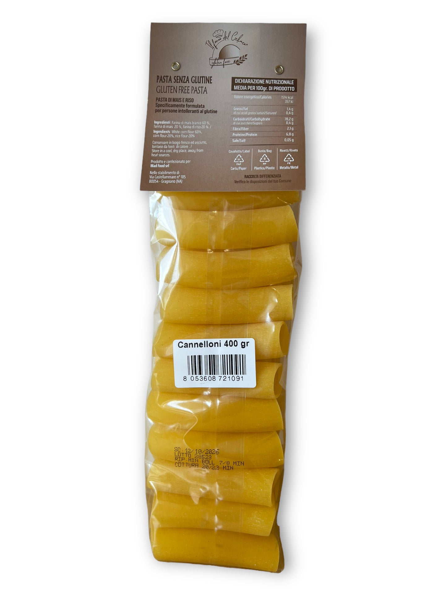 Pasta Cannelloni IL FORNO DEL CELIACO - gr 400