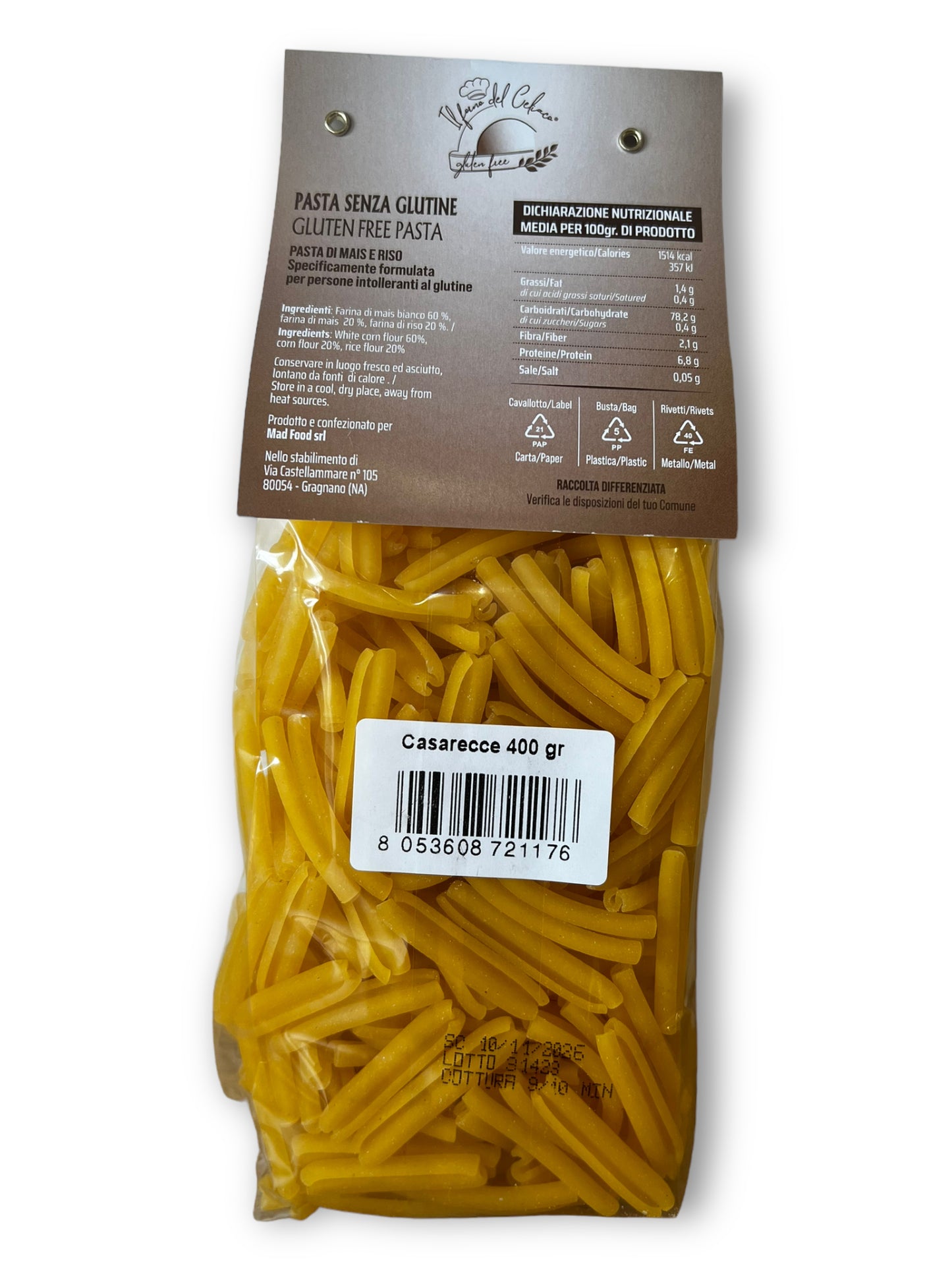 Pasta Casarecce IL FORNO DEL CELIACO - gr 400