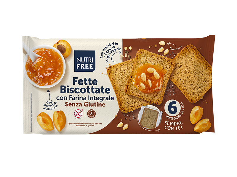 NUTRIFREE - FETTE BISCOTTATE INTEGRALI Senza Glutine 225 gr (37 gr x 6)