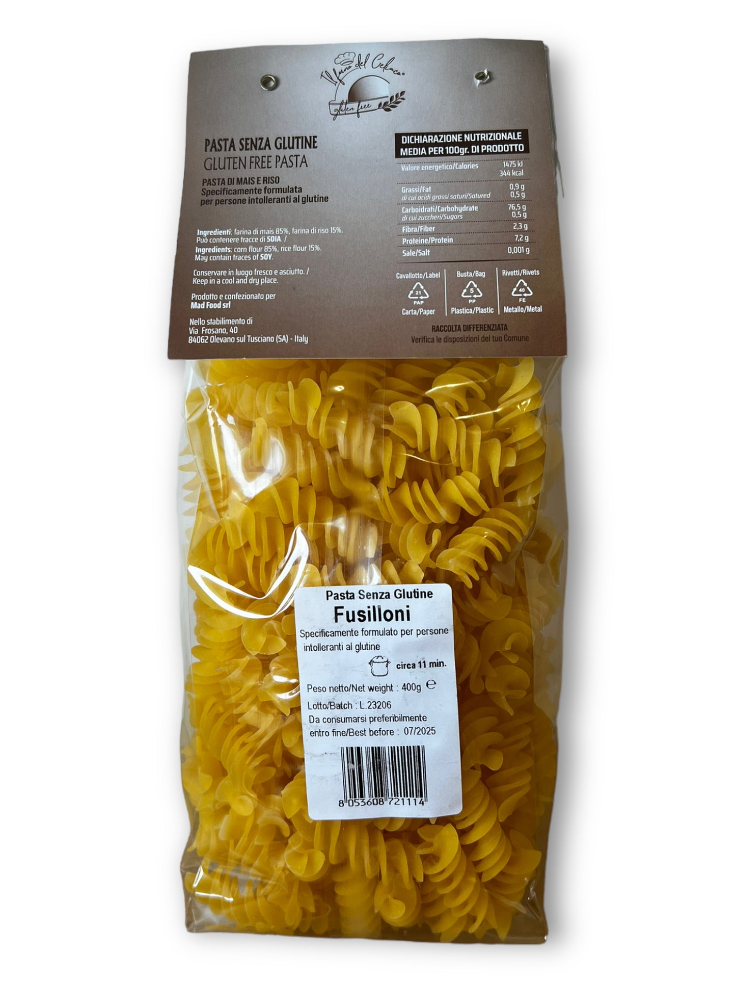 Pasta Fusilli IL FORNO DEL CELIACO - gr 400