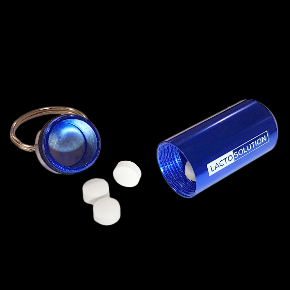 Integratore di Enzima Lattasi Lactosolution 15000 FCC Portachiavi Portapillole Blu - 15 compresse