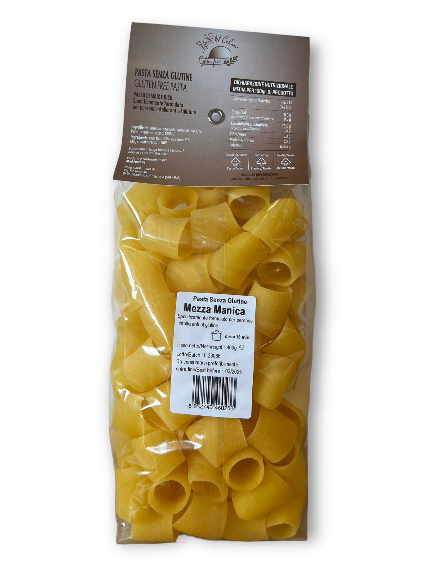 Pasta Mezze Maniche IL FORNO DEL CELIACO - gr 400