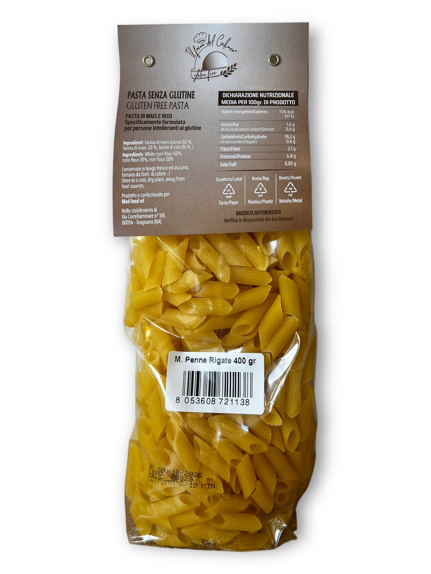 Pasta Mezze Penne IL FORNO DEL CELIACO - gr 400