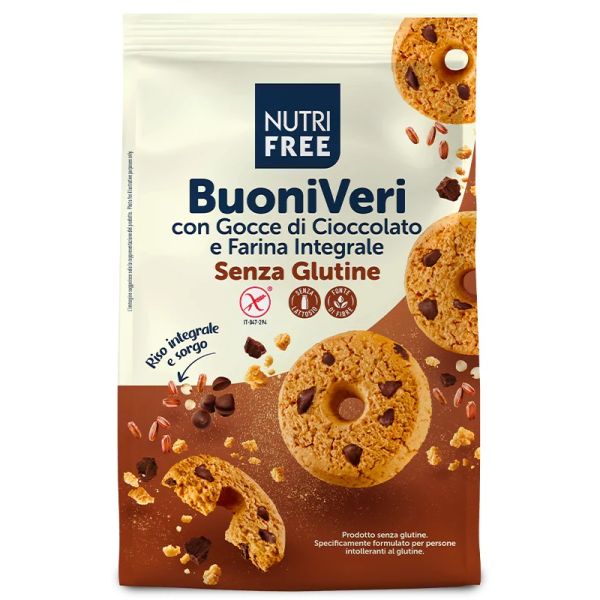 NUTRIFREE - BUONI VERI CON GOCCE DI CIOCCOLATO Senza Glutine 250 gr