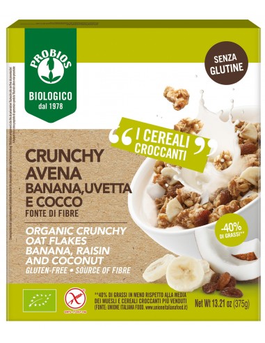 Probios Crunchy Avena con Banana, Uvetta e Cocco