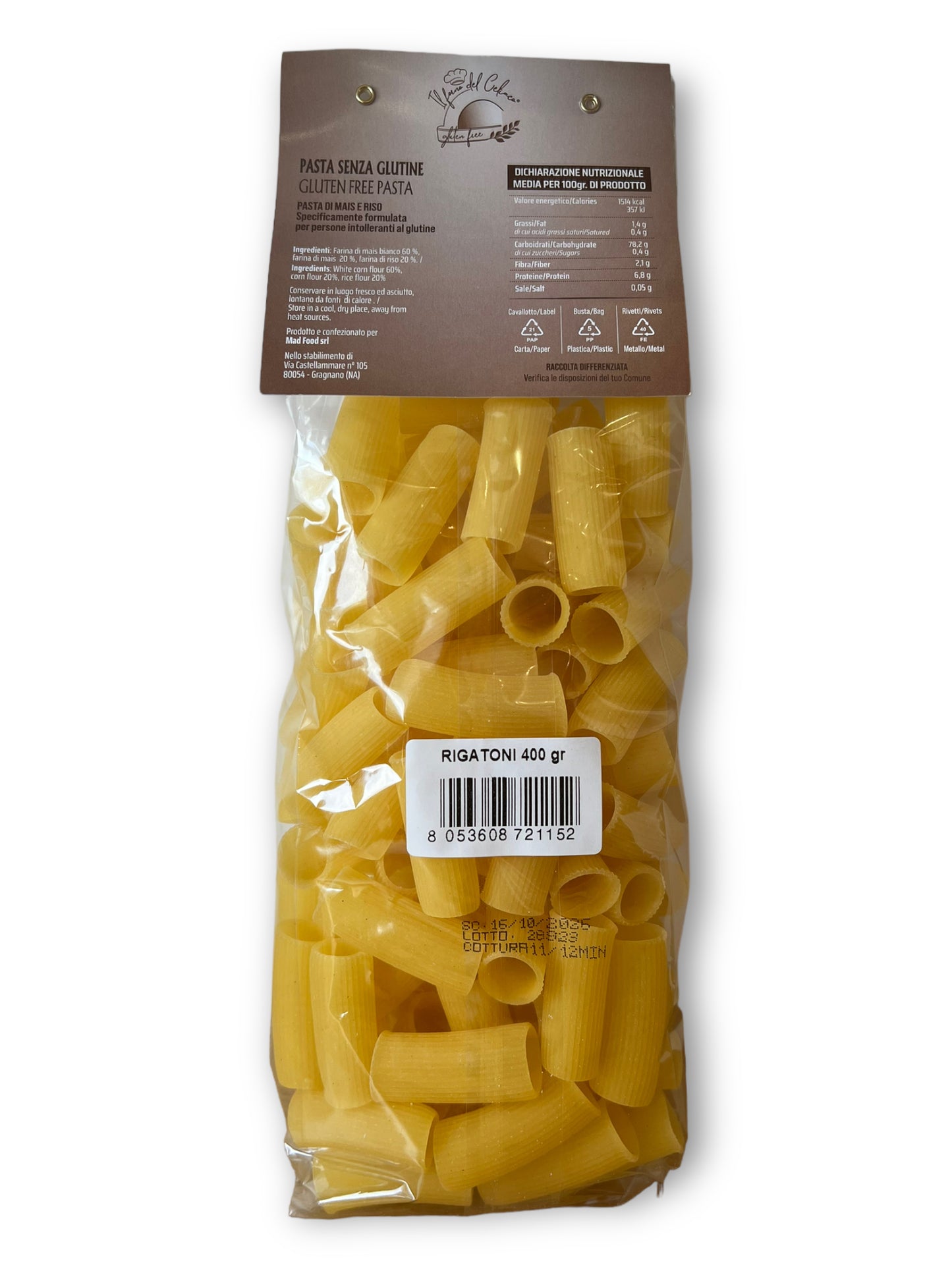 Pasta Rigatoni IL FORNO DEL CELIACO - gr 400